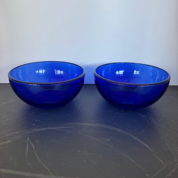 Set of Two Cobalt Blue Glass Bowls - Picture 2 of 5